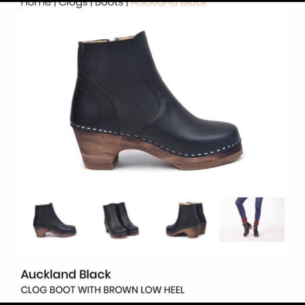 Maguba Black Leather Clog Boot bootie size 39 GUC